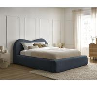 Lit coffre ORLANE tissu bouclette bleu foncé 140x190 BOBOCHIC 140x190 Bleu foncé