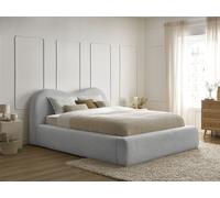 Lit coffre ORLANE tissu bouclette gris clair 160x200 BOBOCHIC 160x200 Gris clair