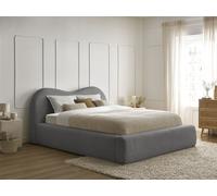 Lit coffre ORLANE tissu bouclette gris foncé 180x200 BOBOCHIC 180x200 Gris foncé