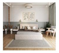 Lit coffre Oslo 140 x 190 cm avec sommier à lattes relevable Beige