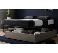Lit coffre ouverture parallèle en simili cuir : 140 x 190 cm / Gris / Lit seul
