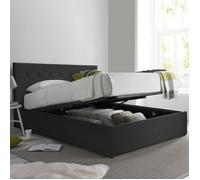 Lit Coffre Penthouse 140 x 190 by Sampur | Simili Cuir Noir | Design et Moderne - Sommier à Lattes en Bois + Tête de Lit inclus