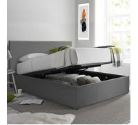 Lit Coffre Prestige 140 x 190 by Sampur | Simili Cuir Gris | Sommier à Lattes en Bois + Tête de Lit inclus - Design Moderne