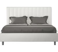 Lit capitonné design italien 160x200 cm simili cuir blanc Nighty Avec sommier et coffre