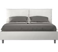 Lit rembourrée coffre 160x200 similicuir blanc Antea -