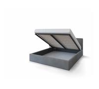 Lit Coffre Rino 140x190 cm - Sommier inclus Gris foncé