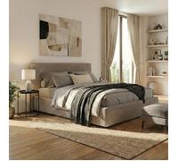 Lit coffre - SAMPUR - Versailles - 180x200 cm - Velours côtelé gris - Coffre XXL 900 L