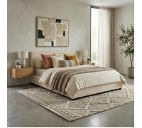 Lit coffre - SAMPUR - Versailles - 90x190 cm - Tissu bouclette sable - Coffre 900 L