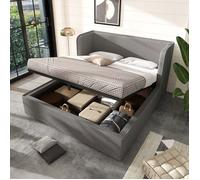 Lit coffre SEYAKANY-180x200cm-Lit hydraulique-avec sommier à latteset espace de rangement-gris