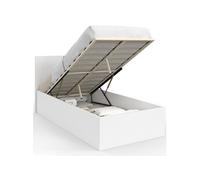 IDMarket - Lit Coffre Simple Seaside avec tête de lit et sommier 90 x 190 cm Blanc