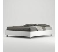 Lit coffre sommier 160x190cm design blanc Nuamo
