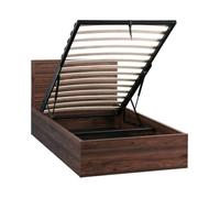 Lit coffre sommier à lattes et tête de lit 90x190cm décor bois noyer - Madere