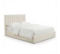 Lit Coffre Songe + Sommier Tissu bouclette Beige 140cm