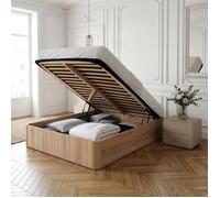 WEBER INDUSTRIES LIT Coffre Spiro 180x200cm + 1 SOMMIER/Décor Chêne Blanchi