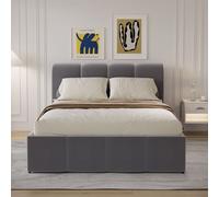 Concept Usine - Lit coffre Baltimore style nuage LED 140 x 190 cm velours gris