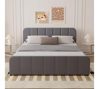Concept Usine - Lit coffre Tampa 160x200 cm velours gris - Tête matelassée, sommier inclus