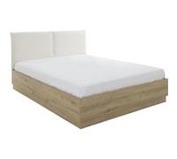 Lit coffre tete textile - TIDY - 160 x 200 cm - Chene / Ecru - Sommier inclus - GAMI G