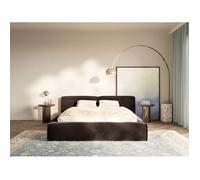 Lit coffre - TILVES LOW - 160×200 - avec sommier à lattes - velours - brun
