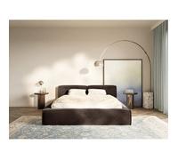 Lit coffre - TILVES SLIM - 180×200 - avec sommier à lattes - velours - brun