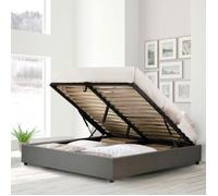 Lit Coffre Vegas 90 x 190 by Sampur | Tissu Gris clair | Grand Coffre de Rangement - Design et Moderne - Sommier à Lattes en Bois