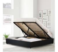 Lit Coffre Vegas 90 x 190 by Sampur | Tissu Gris foncé | Grand Coffre de Rangement - Design et Moderne - Sommier à Lattes en Bois