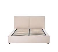 BELLECOUR Lit Coffre 140x190 cm - Sommier 2 Personnes avec Rangement en Velours Beige Hauteur Totale 32 cm - Tête de Lit Rembourrée Confortable & Design Elégant