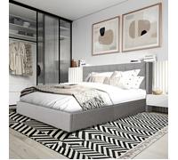 Lit coffre WEMBLEY 140x190 + 1 sommier / Gris clair