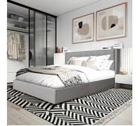 Lit coffre WEMBLEY 160x200 + 1 sommier / Gris clair