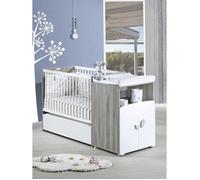 Lit combiné - 120x60cm - Evolutif en 90x190cm - Babyprice Leaf - En bois gris