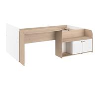 Lit combiné 90 x 190/200 cm - Coloris : Naturel et blanc - MIVONA