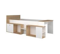Vente-unique - Lit combiné 90 x 200 cm avec Bureau et rangements - Blanc et Naturel - Paloma - pour Enfant