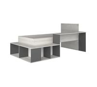 Vente-unique - Lit combiné 90 x 200 cm avec rangements et Bureau - Coloris : Naturel et Anthracite - RIGALI - pour Enfant
