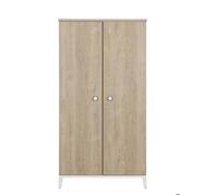 Lit combiné bébé 70x140 + commode à langer 3 tiroirs + armoire 2 portes - Marcel - Naturel et marron
