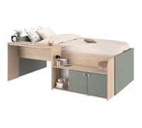 Lit combiné enfant 90x190/200 cm JADE - Chêne / Vert céladon - Bureau et rangements - PARISOT