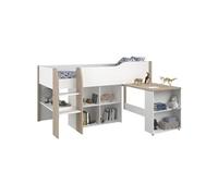 Lit combiné enfant avec bureau rétractable LIAM et chene Sommier inclus 90