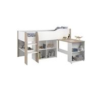 Lit combiné enfant avec bureau rétractable LIAM et chene Sommier inclus 90