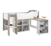 Lit combiné enfant avec bureau rétractable LIAM et chene Sommier inclus 90
