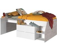 Lit combiné enfant contemporain PARISOT KIM - gris loft et blanc - l 90 x L 190 ou 200 cm