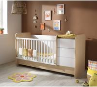 Lit Combiné Évolutif Avec Commode À Langer 3 Tiroirs - Balloon Beige/blanc 70X140