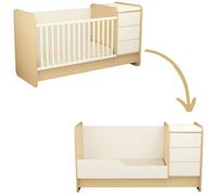 Lit Combiné Évolutif Avec Commode À Langer 3 Tiroirs Beige/blanc 70X140