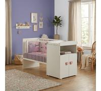 Lit bébé combiné évolutif - Basic - Bouton coeur rose - 60 x 120 cm - Blanc Blanc G