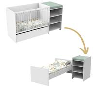 Baby Price - Lit bébé combiné First - 120x60 cm évolutif en 90x190 cm - en bois blanc