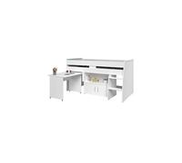 Lit combiné MARCELLE - Avec Bureau et rangements - 90x200 cm - Blanc