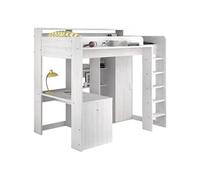 Lit combiné mezzanine enfant PARISOT Lena Pin Petterson Sommier inclus 90 200 cm Gri