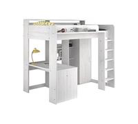 Lit combiné mezzanine enfant PARISOT Lena Pin Petterson Sommier inclus 90 200 cm Gri