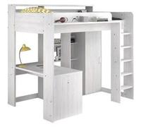 Lit combiné mezzanine enfant PARISOT Lena Pin Petterson Sommier inclus 90 200 cm Gri