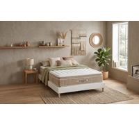 Lit Comes simili cuir : 140 x 190 cm / Gris / Sommier avec matelas
