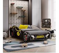 Lit enfant voiture BATCAR 70 x 140 cm - Noir - avec sommier et matelas