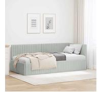 Lit complet - meuble et sommier et matelas Vidaxl Cadre de lit d'angle Gris clair 90 cm x 190 cm Velours