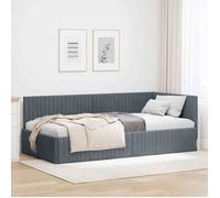 Lit complet - meuble et sommier et matelas Vidaxl Cadre de lit d'angle Gris foncé 100 cm x 200 cm Velours